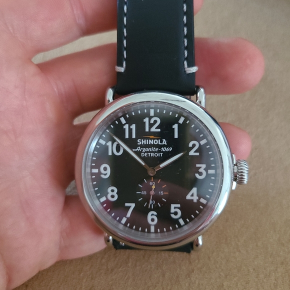 Shinola Runwell 47mm Black Leather Strap Watch S0110000012
